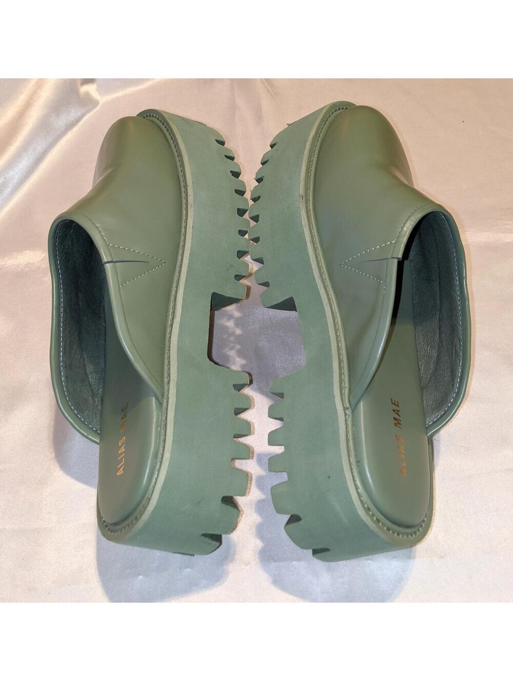 Alias Mae Quinn Sage Green Chunky Leather Clogs Platform Mules Size 39 EU / 8 US - Picture 5 of 9
